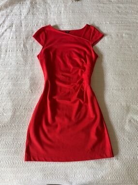 Ann Taylor Red Cap-Sleeve Sheath Dress